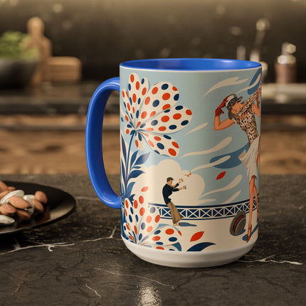 🌼🧡 The Polka Dot Wind Dancer Colorful Mug – Art Deco Fashion Whimsy
