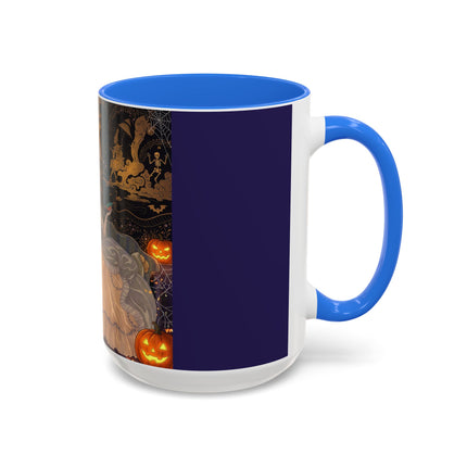 🌙🎃 The Moonlit Parlor Masquerade Colorful Mug – Elegant Halloween Romance