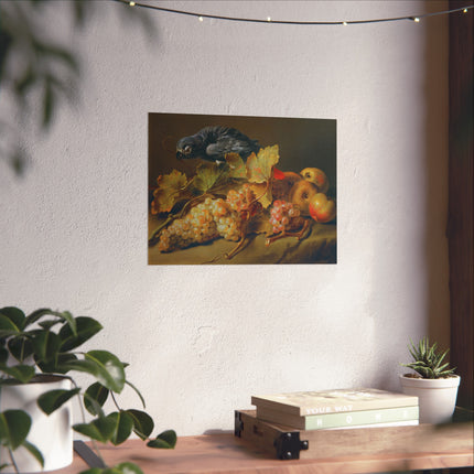Still Life with Parrot and Grapes by Erasmus Von Engert Matte Horizontal Posters