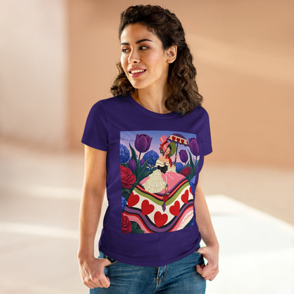 ❤️☂️ The Heart Parasol Promenade Cotton Tee – Art Deco Floral Romance