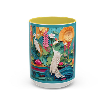 Elegant Egret Oasis Colorful Mugs (11oz, 15oz)