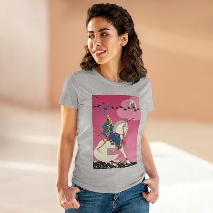 Samurai Princess on the White Steed Women's Midweight Cotton Tee – Epic Fantasy & Mythic Beauty