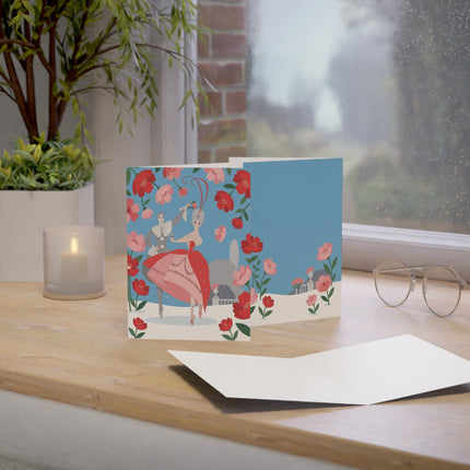 🎭🌹 The Rose Garden Masquerade Greeting Card – Art Deco Holiday Fantasy