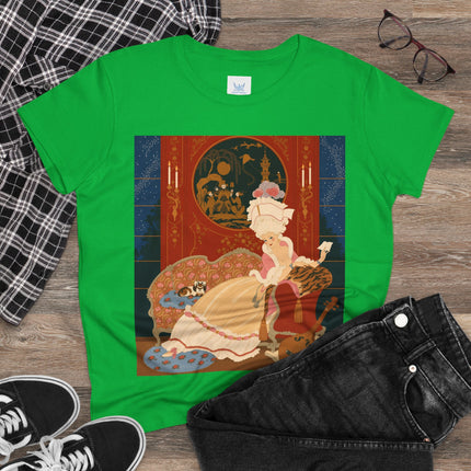 🎼🐈 The Lady Of The Midnight Salon Cotton Tee – Art Deco Fashion Illustration