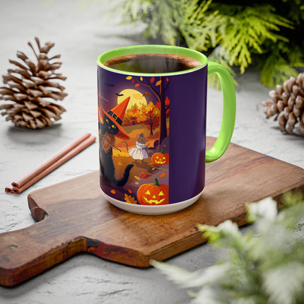 🐈‍⬛🎻 The Black Cat's Moonlit Melody Colorful Mug – Whimsical Halloween Music