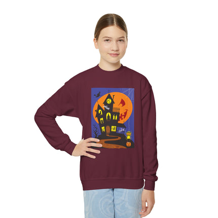 Halloween Night at the Haunted House Youth Crewneck Sweatshirt