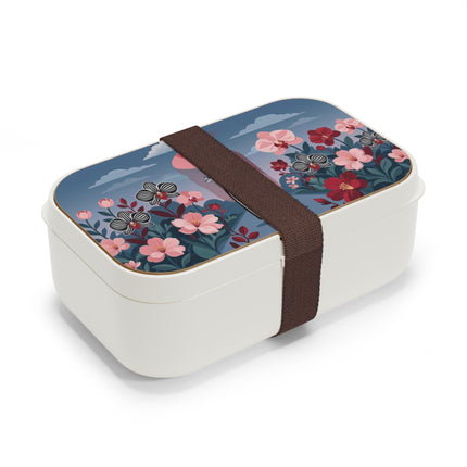 🌸🖤 The Striped Orchid Promenade Bento Lunch Box – Art Deco Floral Fashion
