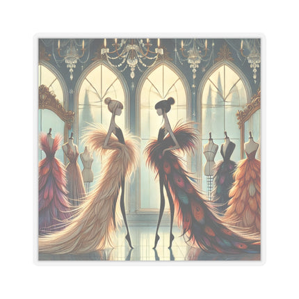 🧚👗 Couture & Wings Kiss-Cut Sticker – Fairy Fashion & Enchanted Glamour