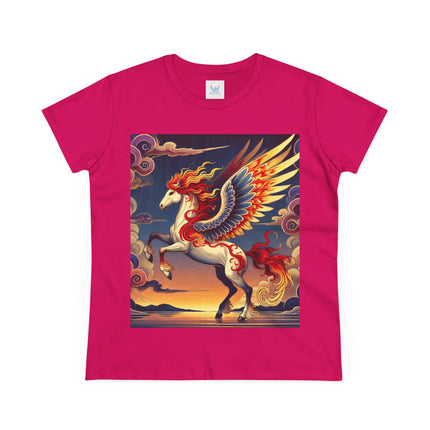 Flame-Winged Horse at Sunset Cotton Tee