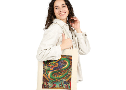 Tibetan Dragon Over Kabuki Duel Cotton Canvas Tote Bag