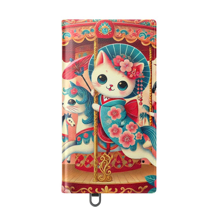🎠🌸 Geisha Kitten's Enchanted Carousel Flip Case – Whimsical Dreams & Cherry Blossom Magic