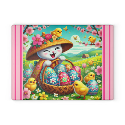 Geisha Kitten’s Easter Delight Glass Cutting Board