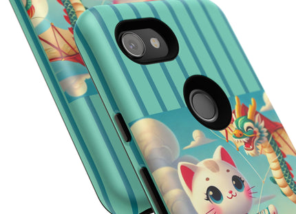 Geisha Kitten and the Dragon Kite Phone Cases