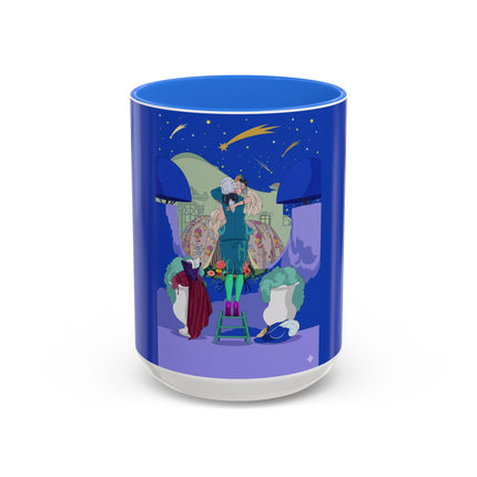 Wishes Beneath the Comet Sky Colorful Mug (11oz, 15oz) – Celestial Magic, Art Deco Elegance & Dreamy Wonder