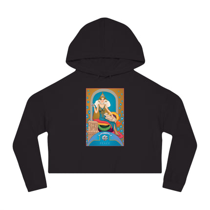 April & Diamond (from the Gem Series) by Sofia Chiostri Women’s Cropped Hooded Sweatshirt