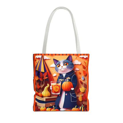 British Shorthair at an Autumn Market Tote Bag (AOP)