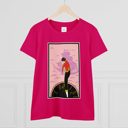 Woman Waiting for her Beloved at 1:59 by Kobayashi Kaichi Women's Midweight Cotton Tee