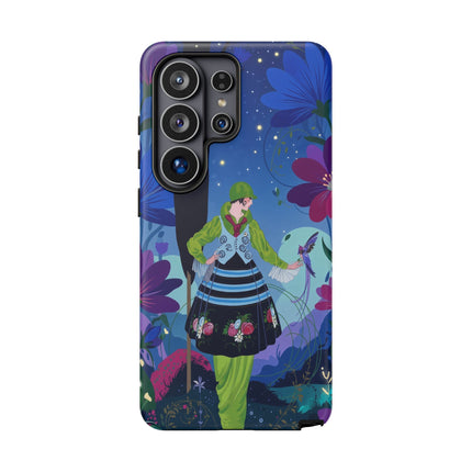 🌸🐦 The Lady Of The Midnight Bird Garden Phone Case – Art Deco Floral Fantasy