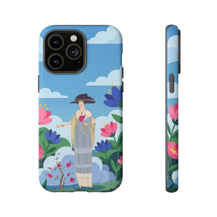 🌸🎩 The Lady Of The Grand Flower Garden Phone Case – Art Deco Fashion Illustration