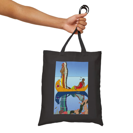 Le long du Missouri (Indian couple on the Missouri River) by George Barbier Cotton Canvas Tote Bag