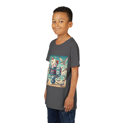 Geisha Kitten by the Seaside Youth Short Sleeve Tee