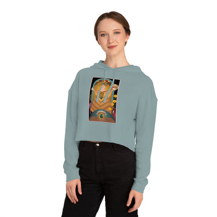 June & Pearl, Alexandrite (from the Gem Series) by Sofia Chiostri Women’s Cropped Hooded Sweatshirt