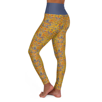 The Imperial 12-Symbol Robe, A Dragon's Regalia High Waisted Yoga Leggings (AOP)