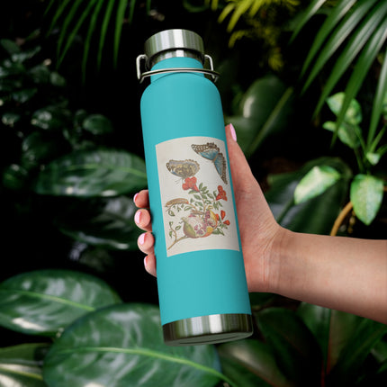 Blue Butterflies and Pomegranate by Maria Sibylla Merian Copper Vacuum Insulated Bottle, 22oz