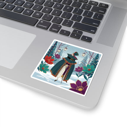 🏮❄️ The Winter Lantern Promenade Kiss-Cut Sticker – Art Deco Holiday Fantasy
