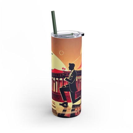 Art Deco Valentine's Romance Skinny Matte Tumbler, 20oz
