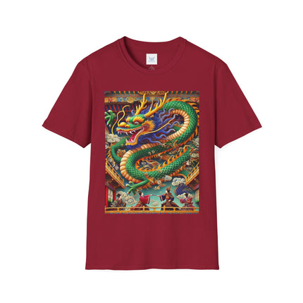 Tibetan Dragon Over Kabuki Duel Softstyle T-Shirt
