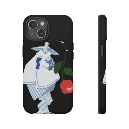 Blue & White Porcelain Geisha Phone Case – Elegant Mystery & Floral Grace