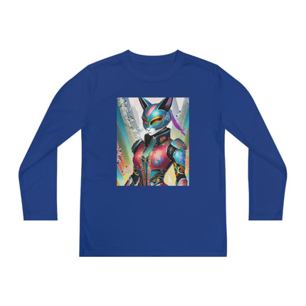 Cyberpunk Chic Youth Long Sleeve Competitor Tee – Holographic Style & Futuristic Adventure