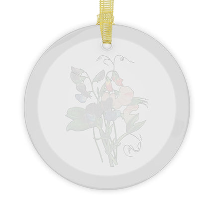 Sweet Pea botanical illustration by Pierre-Joseph Redouté Glass Ornament