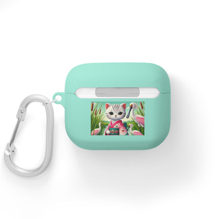 Geisha Kitten Strolls Among the Spoonbills AirPods and AirPods Pro Case