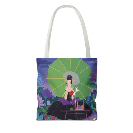 🧶🌸 The Lady Of The Enchanted Knitting Garden Tote Bag – Art Deco Floral Fantasy