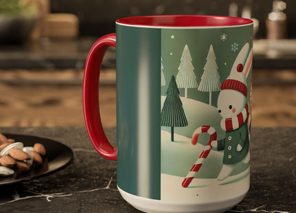 Candy Cane Timekeeper Bunny Colorful Mugs (11oz, 15oz)