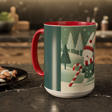 Candy Cane Timekeeper Bunny Colorful Mugs (11oz, 15oz)