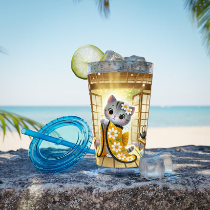 Playful Kitten in the Tea Room Sunsplash Tumbler with Straw, 16oz