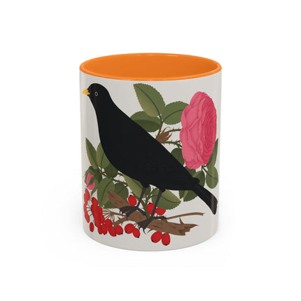 Blackbird & Rose Colorful Mugs – Timeless Elegance & Nature's Harmony