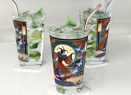 Court Magician with Ghost Butterflies Glass, 16oz