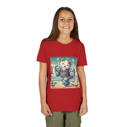 Geisha Kitten by the Seaside Youth Short Sleeve Tee
