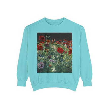 Poppies (A Study of Poppies for Carnation, Lily, Lily, Rose) by John Singer Sargent Unisex Garment-Dyed Sweatshirt