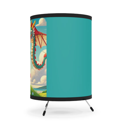 Geisha Kitten and the Dragon Kite Tripod Lamp