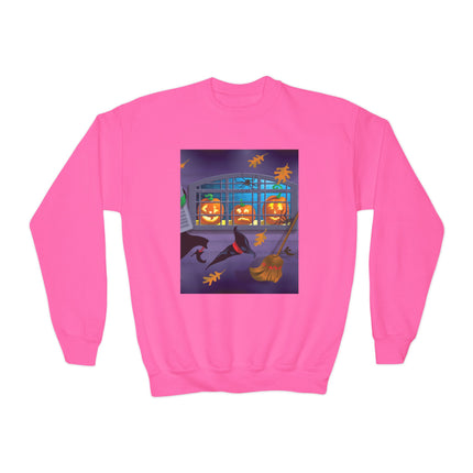 Whimsical Halloween Mischief Youth Crewneck Sweatshirt