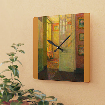 Interior, Window Light by Henri Le Sidaner Acrylic Wall Clock, Round & Square