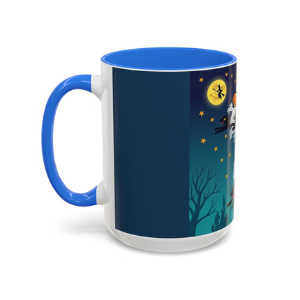 🐈‍⬛🎃 The Flying Black Cats Of Halloween Colorful Mug – Whimsical Storybook Charm