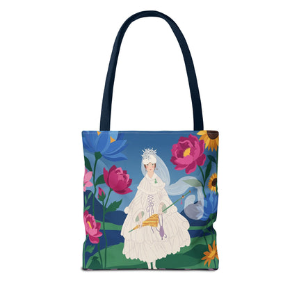 🌸👑 The Lady Of The Enchanted Flower Crown Tote Bag – Art Deco Garden Fantasy