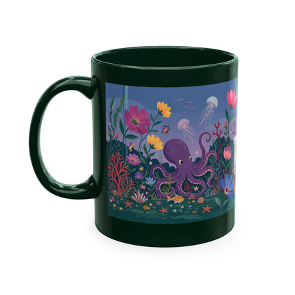 🐠🌸 The Lady Of The Underwater Flower Garden Ceramic Mug – Art Deco Aquatic Whimsy