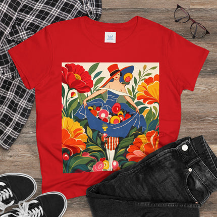 🌺🎩 The Grand Flower Market Cotton Tee – Art Deco Floral Fashion